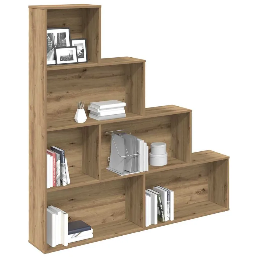Bibliothèque chêne artisanal 157x24x160 cm bois d'ingénierie - 3