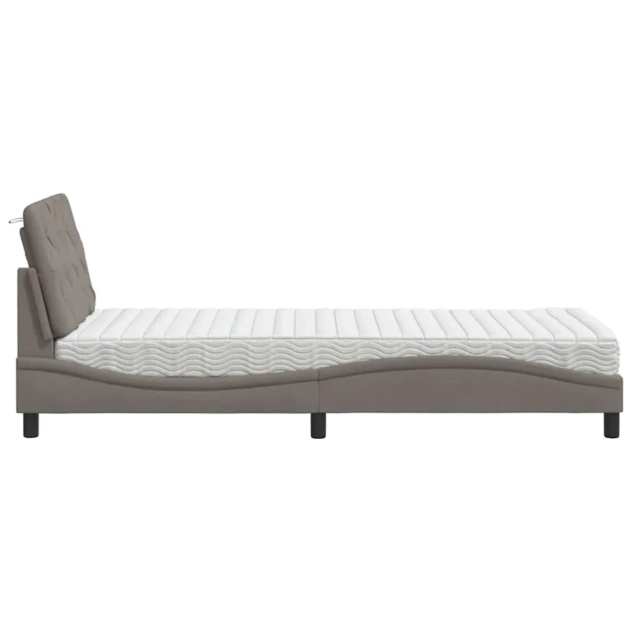 Lit avec matelas taupe 90x200 cm tissu - 6
