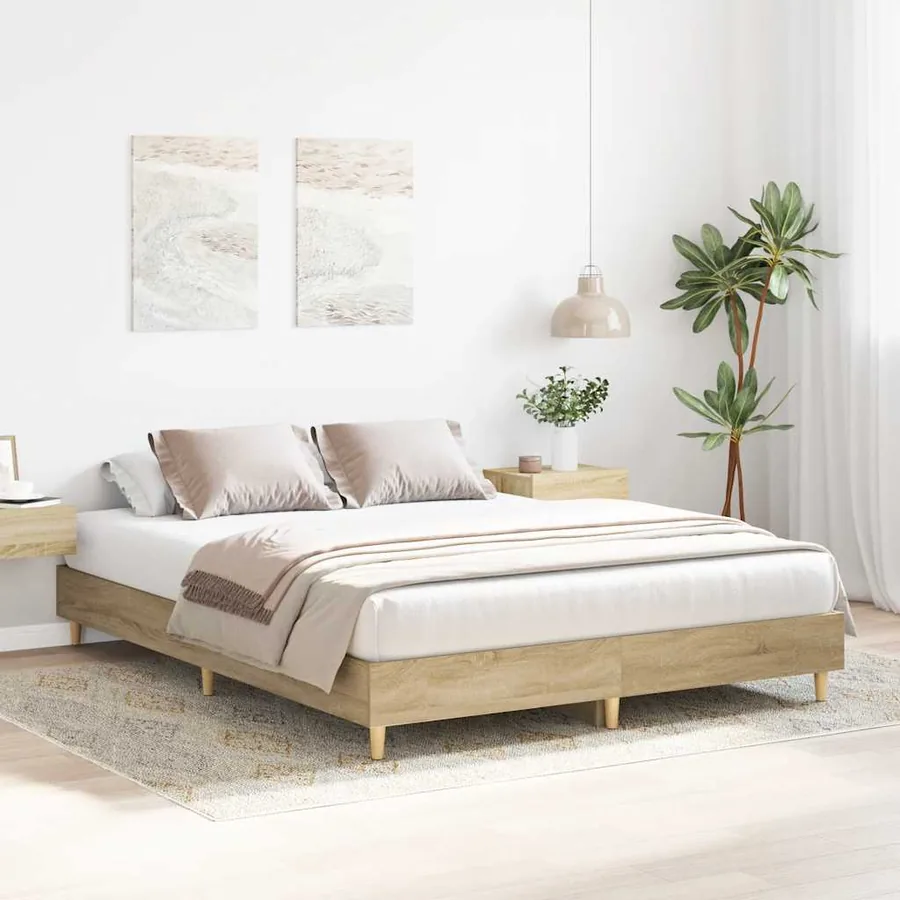 Cadre de lit sans matelas chêne sonoma 140x200 cm - 3