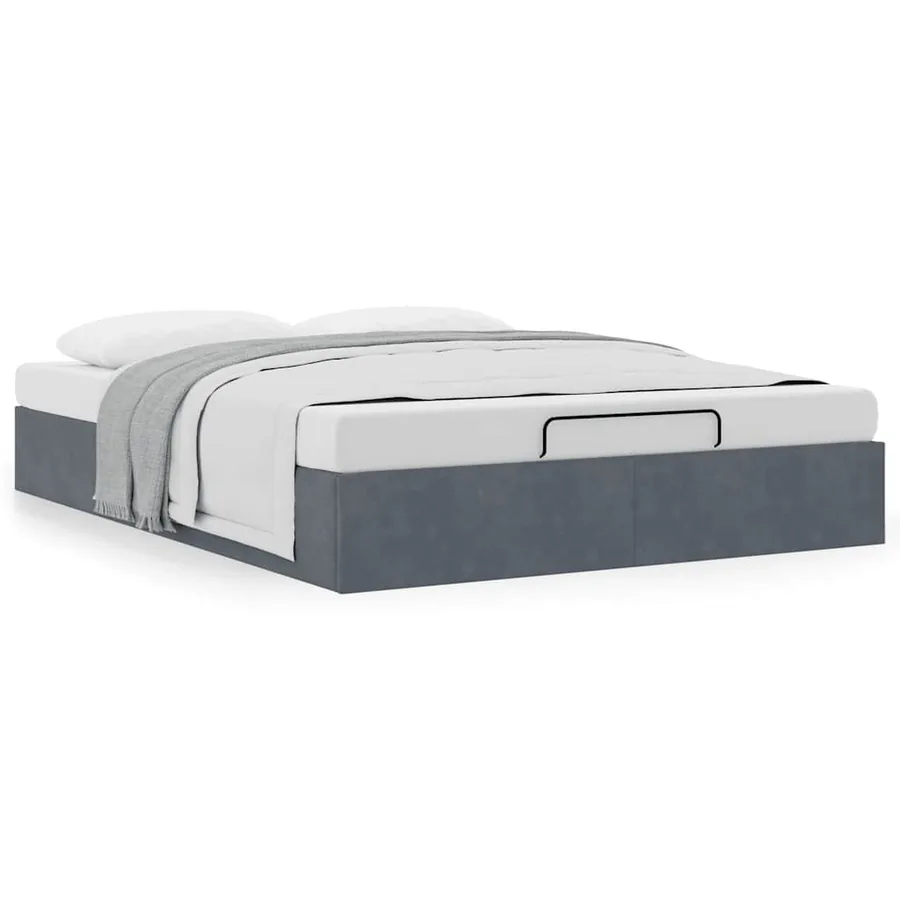 Cadre de lit ottoman sans matelas gris foncé 140x200 cm velours - 4