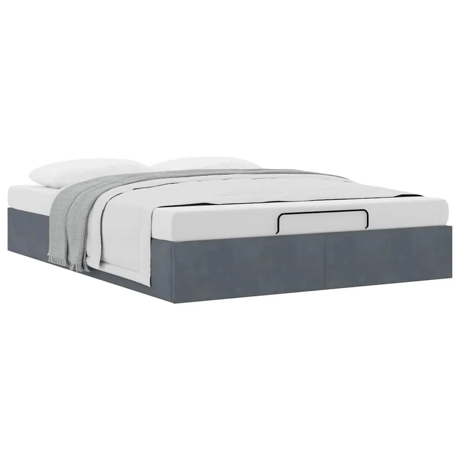 Cadre de lit ottoman sans matelas gris foncé 140x200 cm velours - 5