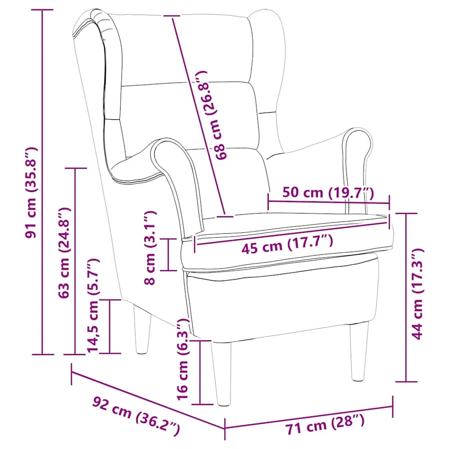 Fauteuil crème 74x84x100 cm tissu - 9