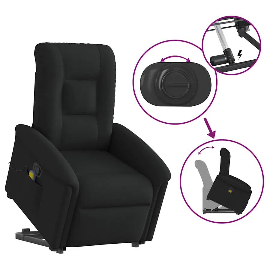 Fauteuil de massage inclinable Noir Tissu - 9