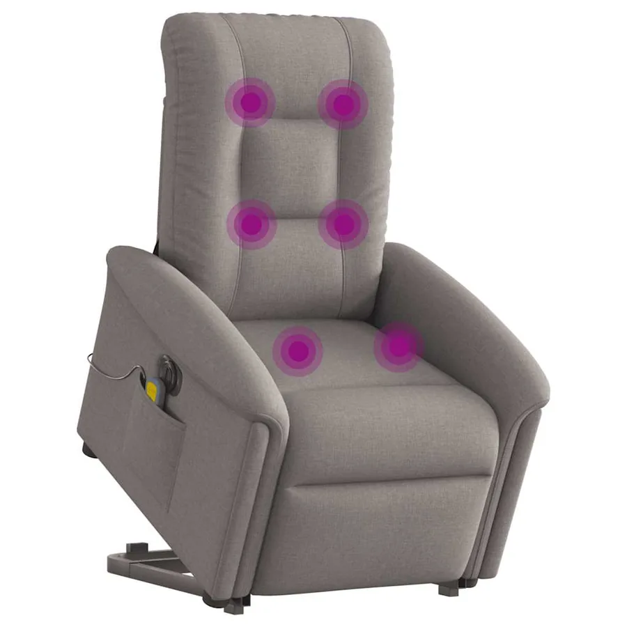 Fauteuil inclinable de massage électrique Taupe Tissu - 2