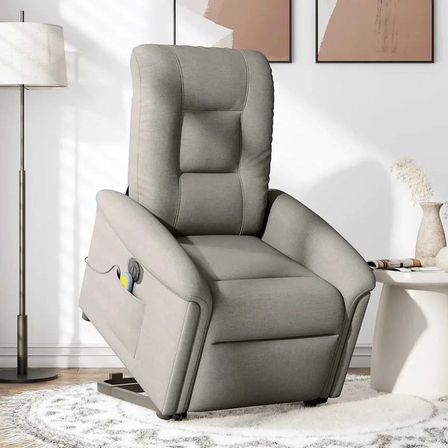 Fauteuil inclinable de massage électrique Taupe Tissu - 3