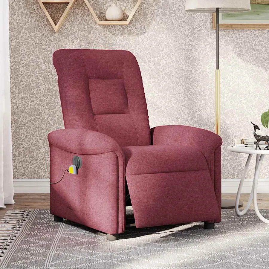 Fauteuil de massage inclinable électrique Rouge bordeaux Tissu - 2