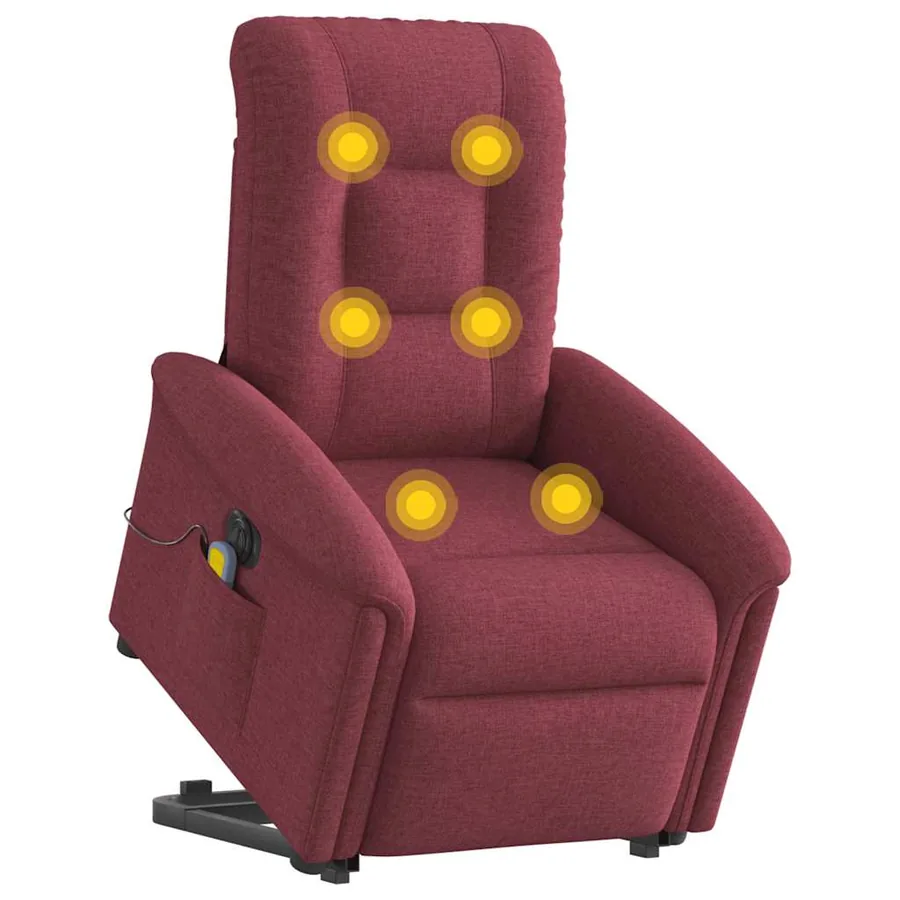 Fauteuil inclinable de massage électrique Rouge bordeaux Tissu - 2