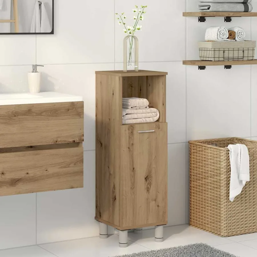 Armoire de bain chêne artisanal 30x30x95 cm bois d'ingénierie