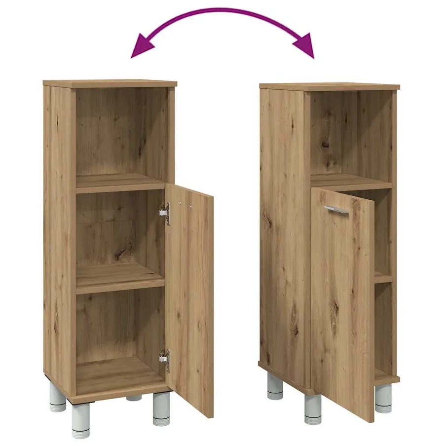 Armoire de bain chêne artisanal 30x30x95 cm bois d'ingénierie - 8