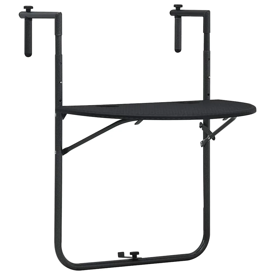 Table de balcon Noir 60x64x83,5 cm Plastique Aspect de rotin
