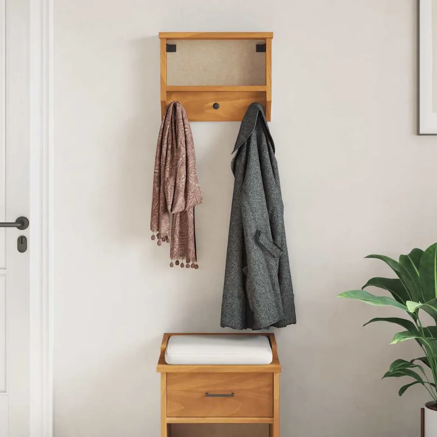 Porte-manteau mural SANDNES 45x12x35 cm bois massif pin - 3