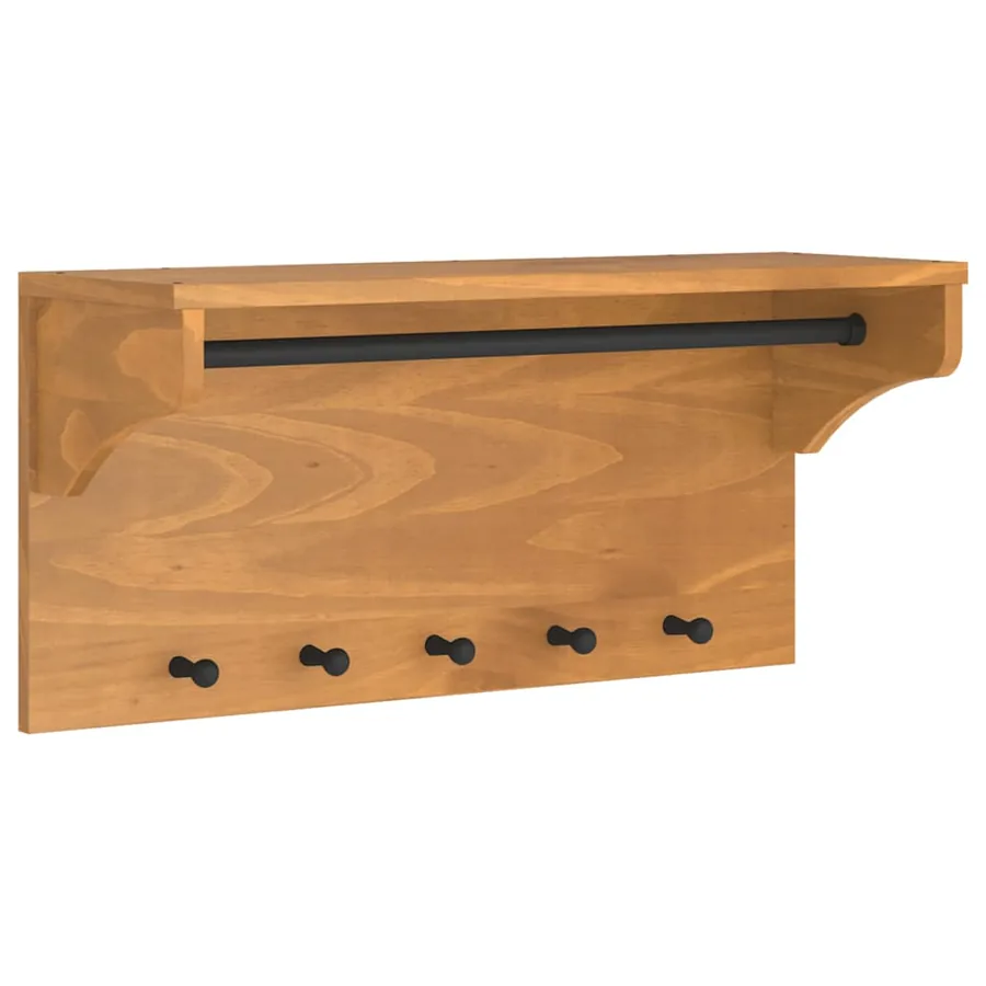 Porte-manteau mural SANDNES 87x30x42 cm bois massif pin - 2