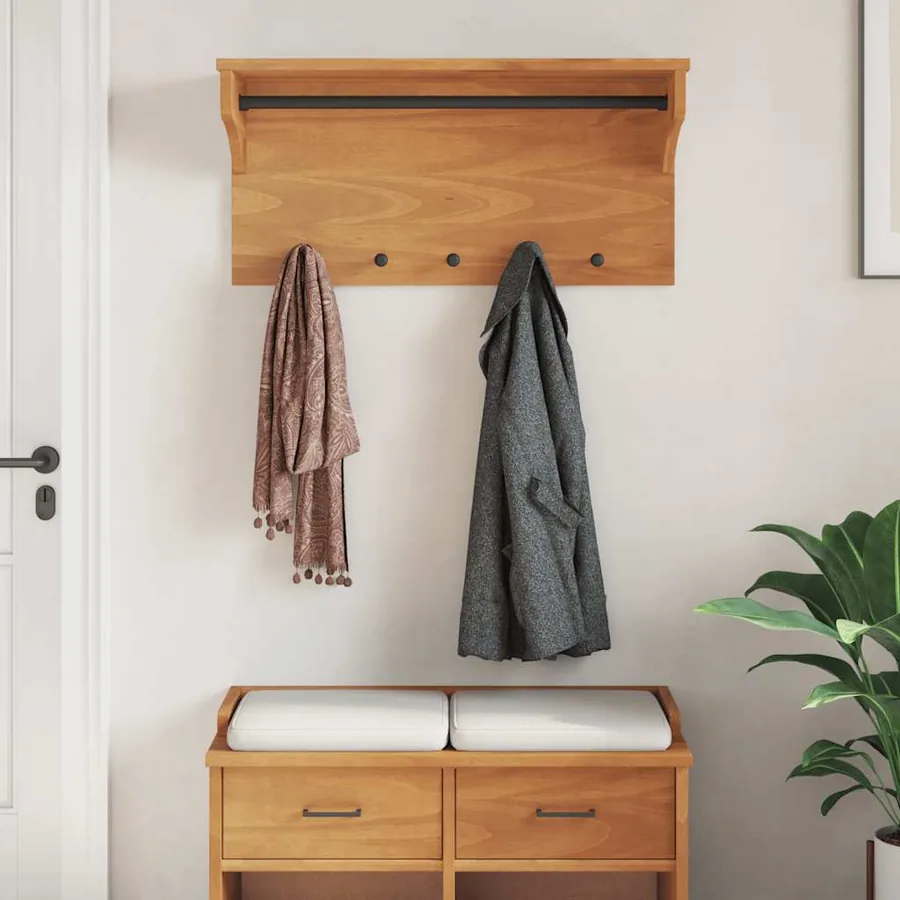 Porte-manteau mural SANDNES 87x30x42 cm bois massif pin - 3