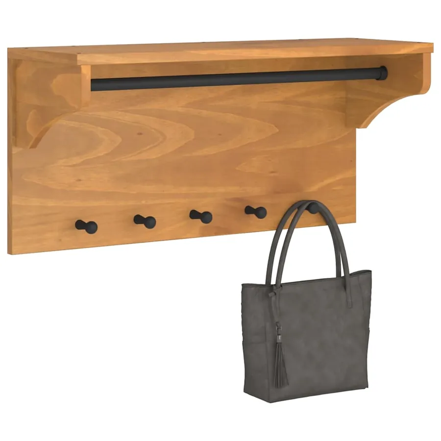 Porte-manteau mural SANDNES 87x30x42 cm bois massif pin - 4