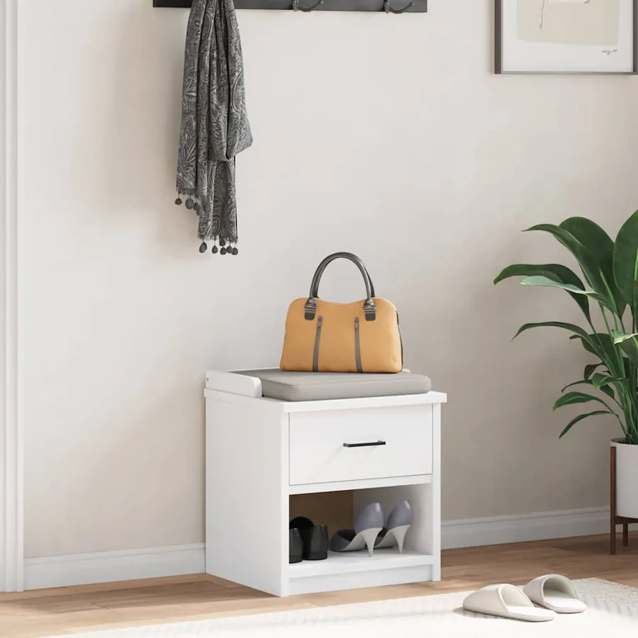 Banc de couloir SANDNES blanc 45x40x50 cm bois de pin massif - 3
