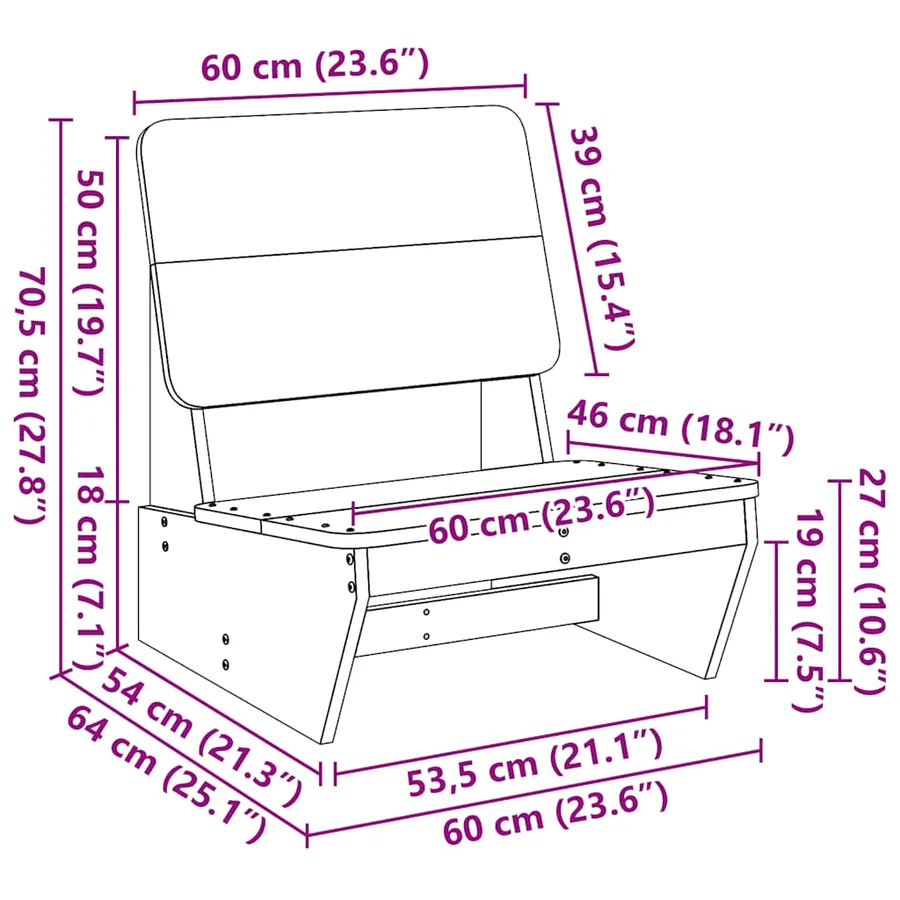 Chaise de jardin 60x64x70,5 cm bois massif de douglas - 9