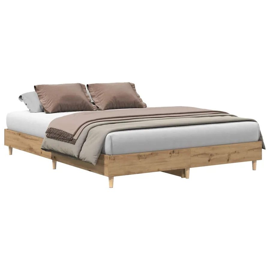 Cadre de lit sans matelas chêne artisanal 140x200 cm - 2