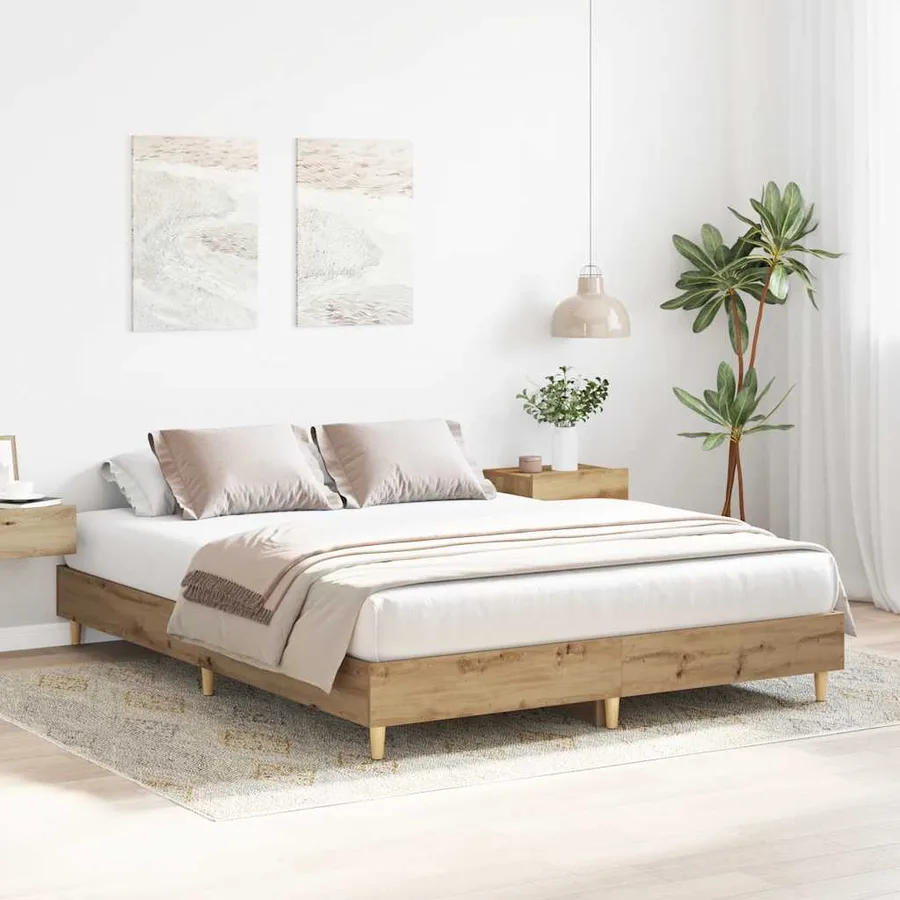 Cadre de lit sans matelas chêne artisanal 140x200 cm - 3