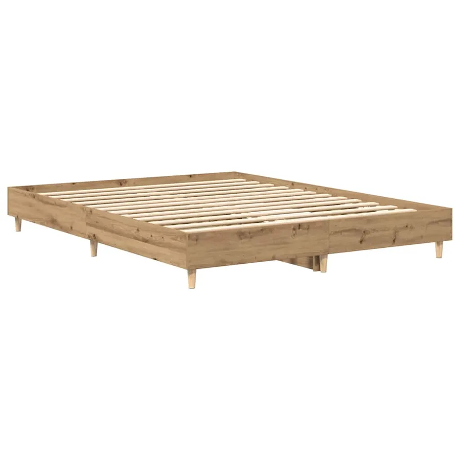Cadre de lit sans matelas chêne artisanal 140x200 cm - 4