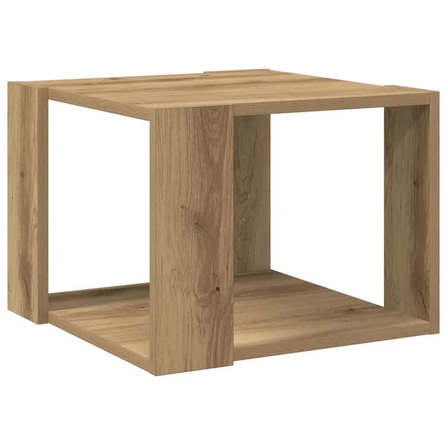 Table basse chêne artisanal 40x40x30 cm bois d'ingénierie - 2