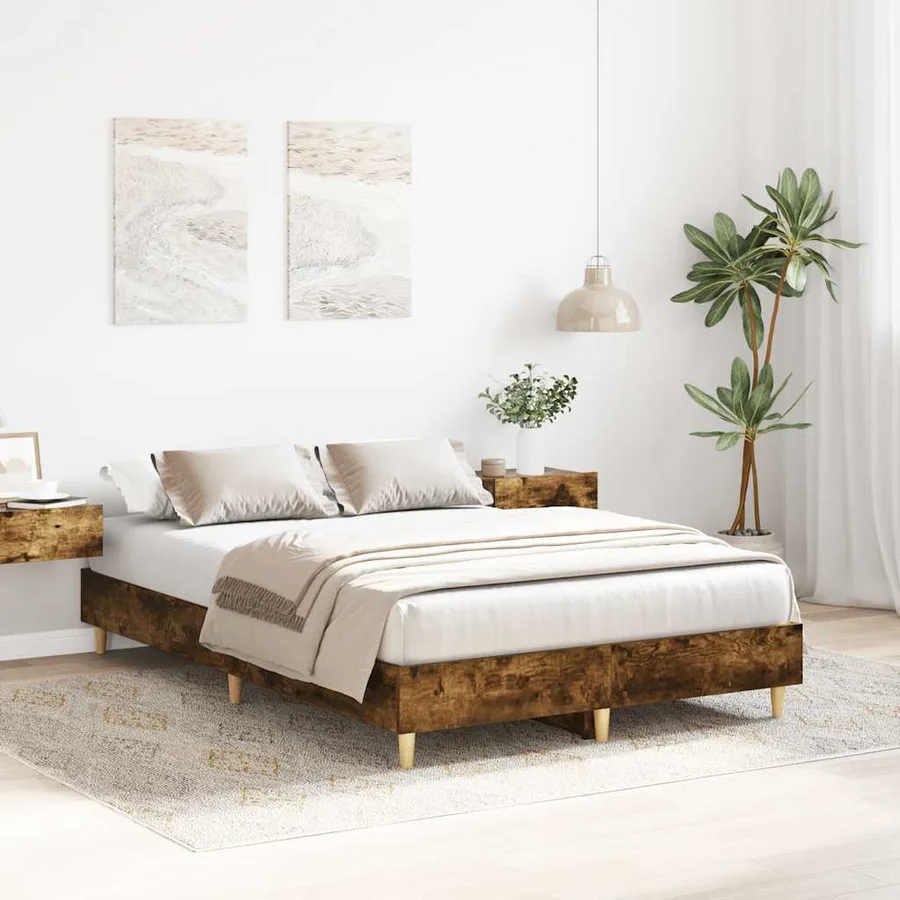 Cadre de lit sans matelas chêne fumé 120x190 cm bois ingénierie - 3