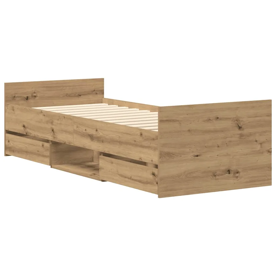 Cadre de lit sans matelas chêne artisanal 90x190 cm - 4