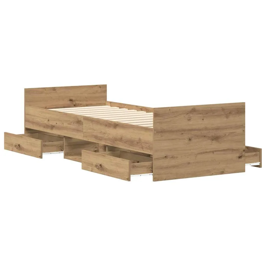 Cadre de lit sans matelas chêne artisanal 90x190 cm - 5