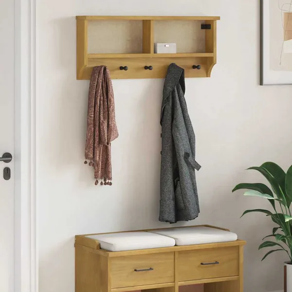 Porte-manteau mural SANDNES 87x12x35 cm bois massif pin
