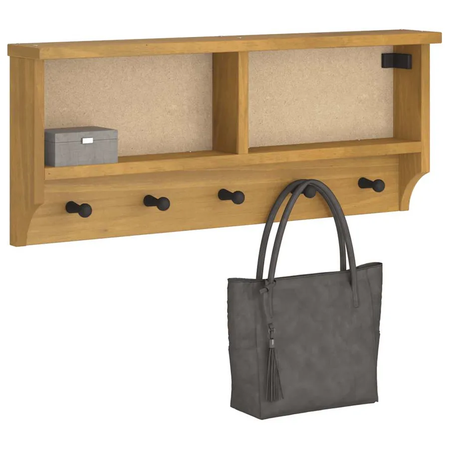 Porte-manteau mural SANDNES 87x12x35 cm bois massif pin - 4