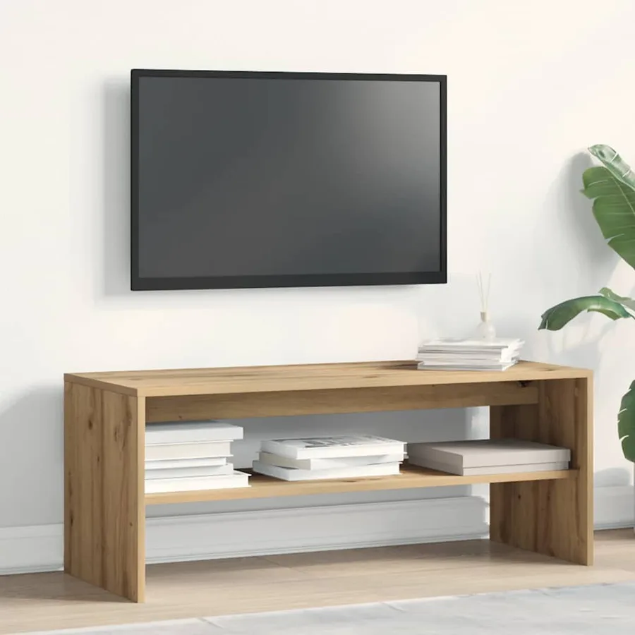 Meuble TV chêne artisanal 100x40x40 cm bois d'ingénierie - 3