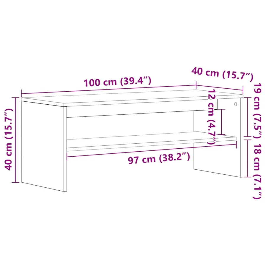 Meuble TV Blanc 100 x 40 x 40 cm Aggloméré - 10