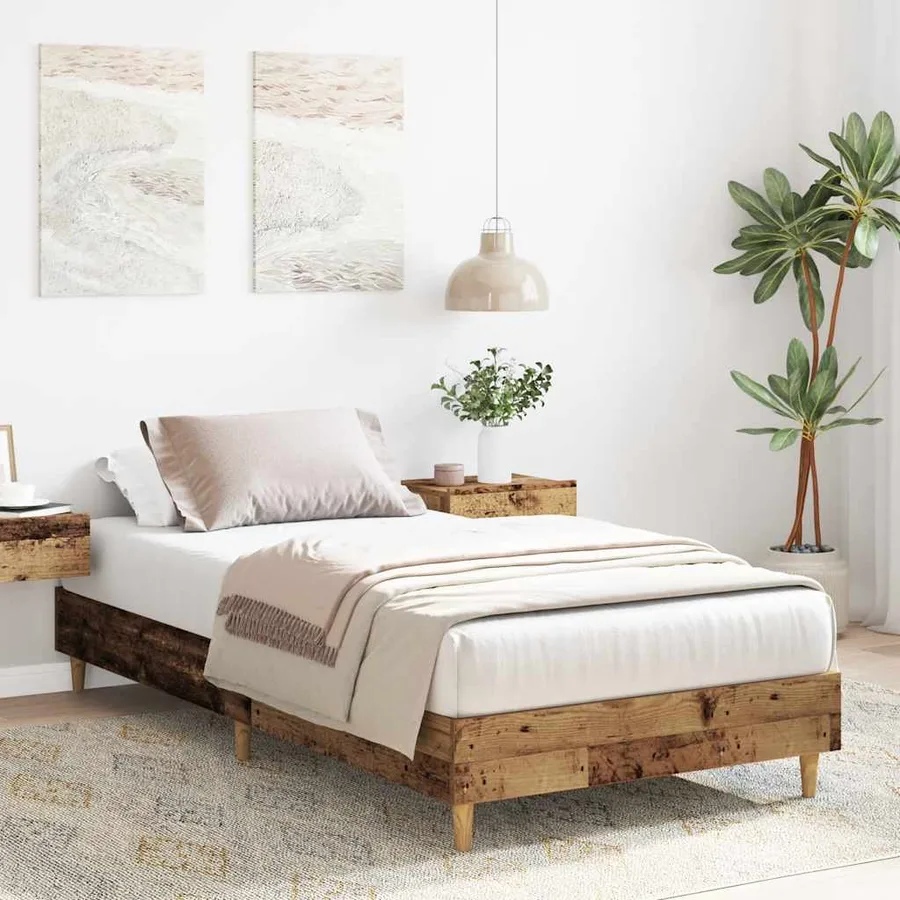 Cadre de lit sans matelas vieux bois 90x190 cm bois ingénierie - 3