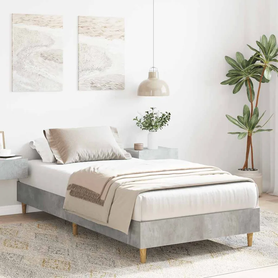 Cadre de lit sans matelas gris béton 90x190cm bois d'ingénierie - 3