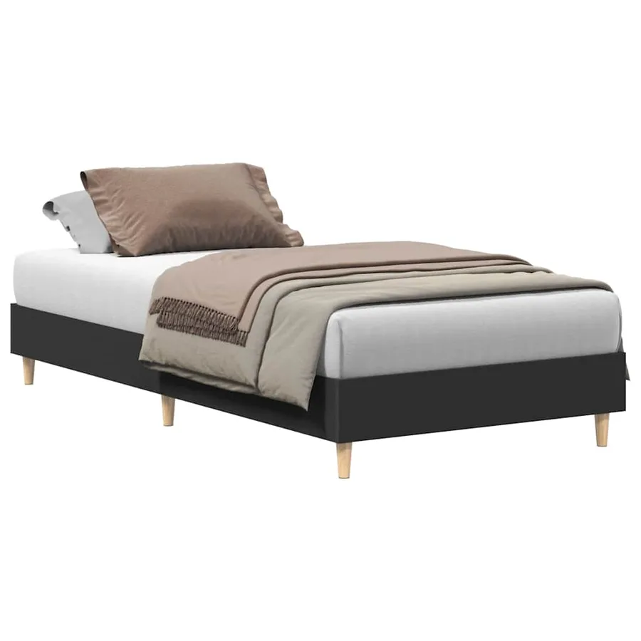 Cadre de lit sans matelas noir 90x190 cm bois ingénierie - 2