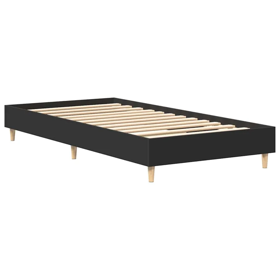 Cadre de lit sans matelas noir 90x190 cm bois ingénierie - 7