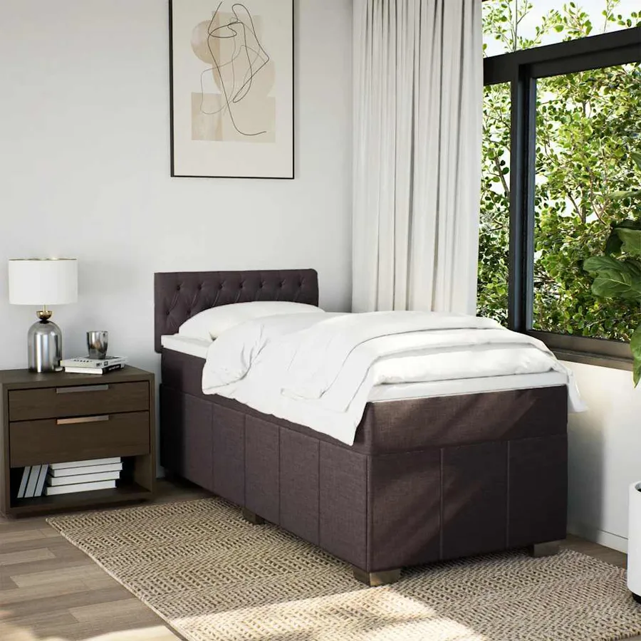 Sommier à lattes de lit avec matelas Marron foncé 90x200 cm - 3