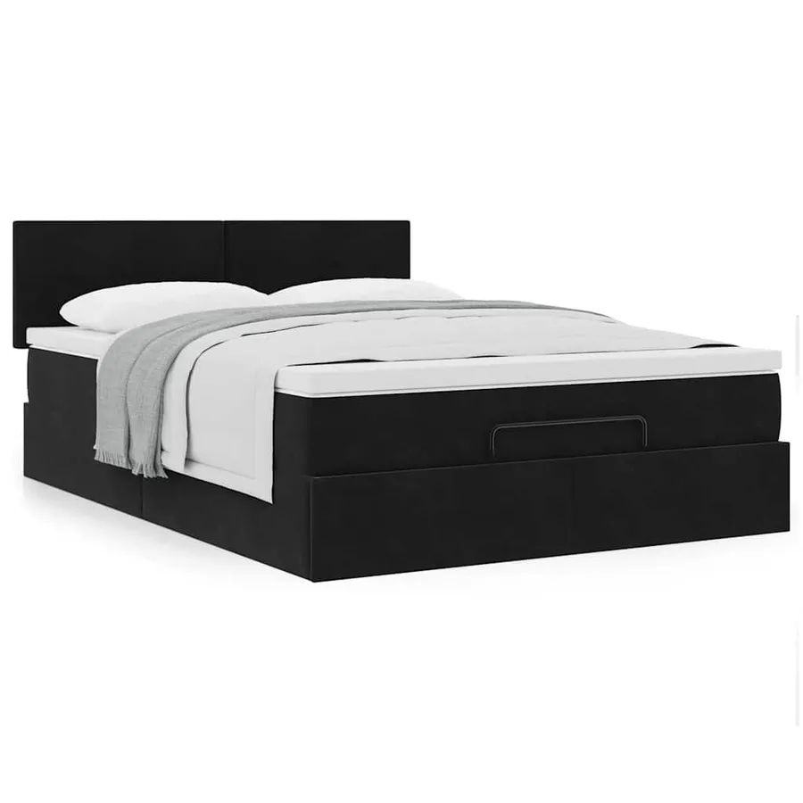 Cadre de lit ottoman avec matelas noir 140x200 cm velours - 4