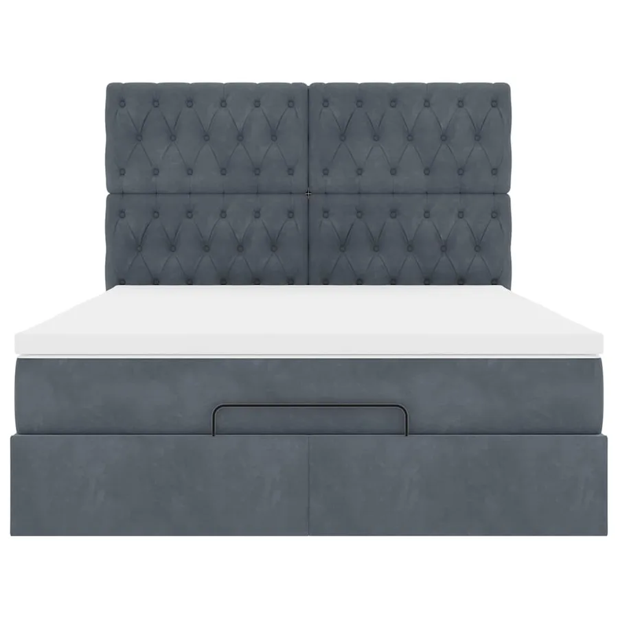 Cadre de lit ottoman avec matelas gris foncé 140x200 cm velours - 7