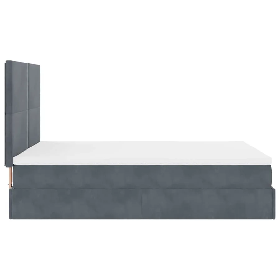 Cadre de lit ottoman avec matelas gris foncé 140x200 cm velours - 8