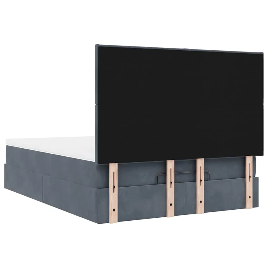 Cadre de lit ottoman avec matelas gris foncé 140x200 cm velours - 9