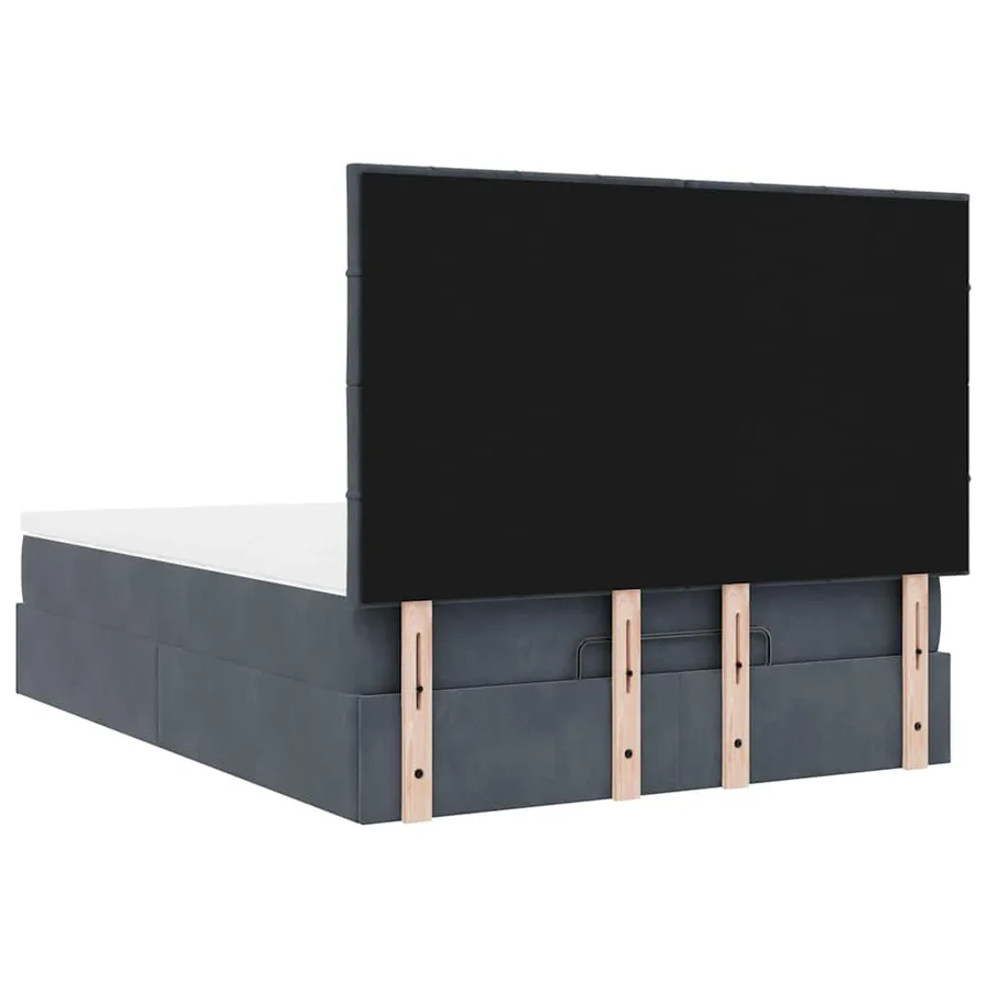 Cadre de lit ottoman avec matelas gris foncé 140x200 cm velours - 10
