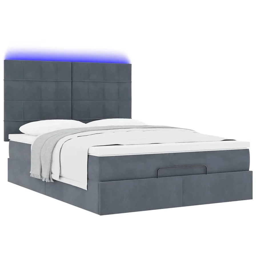 Cadre de lit ottoman avec matelas gris foncé 140x200 cm velours - 6