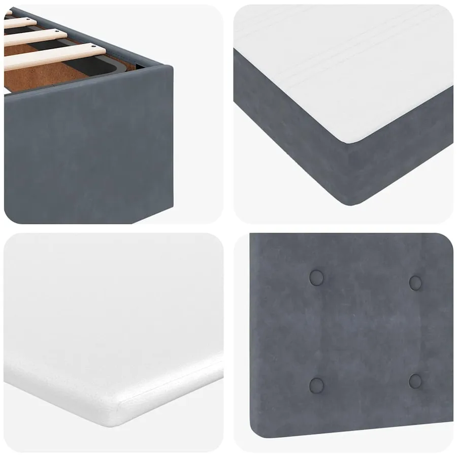 Cadre de lit ottoman avec matelas gris foncé 140x200 cm velours - 16