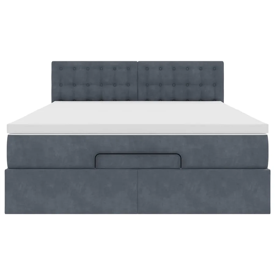 Cadre de lit ottoman avec matelas gris foncé 140x200 cm velours - 8
