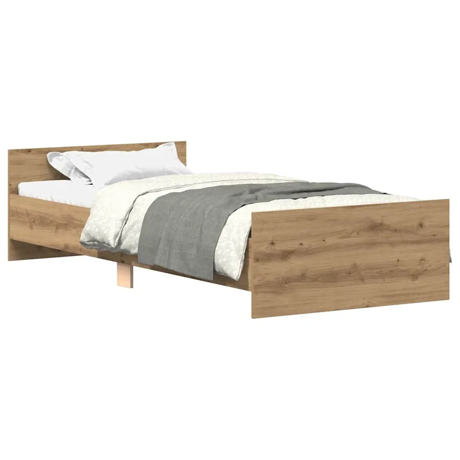 Cadre de lit sans matelas chêne artisanal 90x190 cm - 2