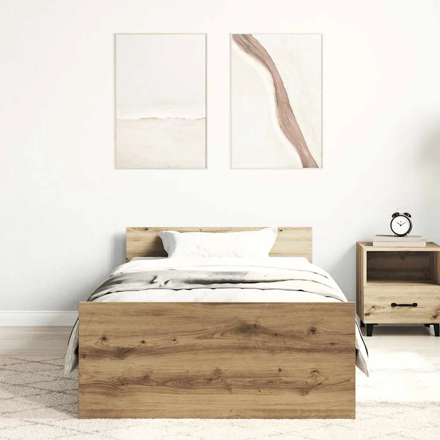 Cadre de lit sans matelas chêne artisanal 90x190 cm - 3