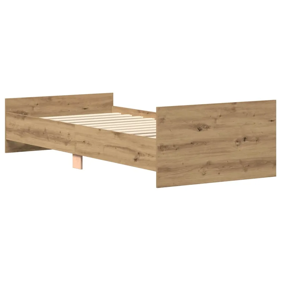 Cadre de lit sans matelas chêne artisanal 90x190 cm - 6