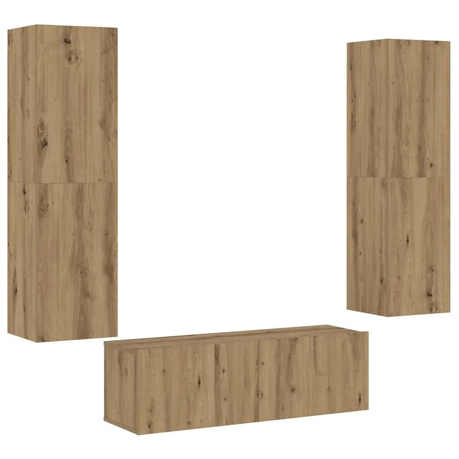 Meubles TV muraux 3 pcs chêne artisanal bois d'ingénierie - 2