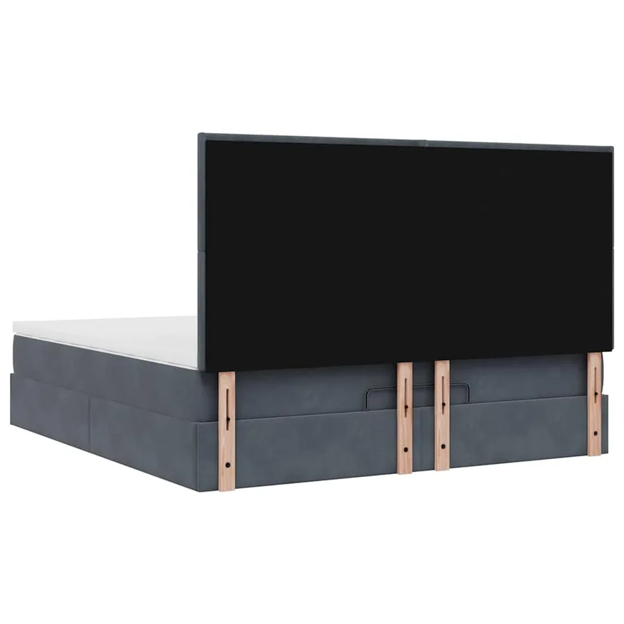 Cadre de lit ottoman avec matelas gris foncé 160x200cm velours - 9