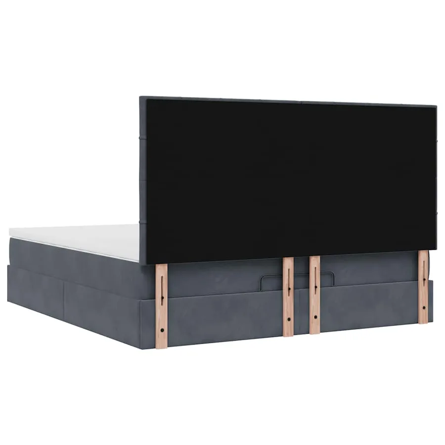 Cadre de lit ottoman avec matelas gris foncé 160x200cm velours - 10